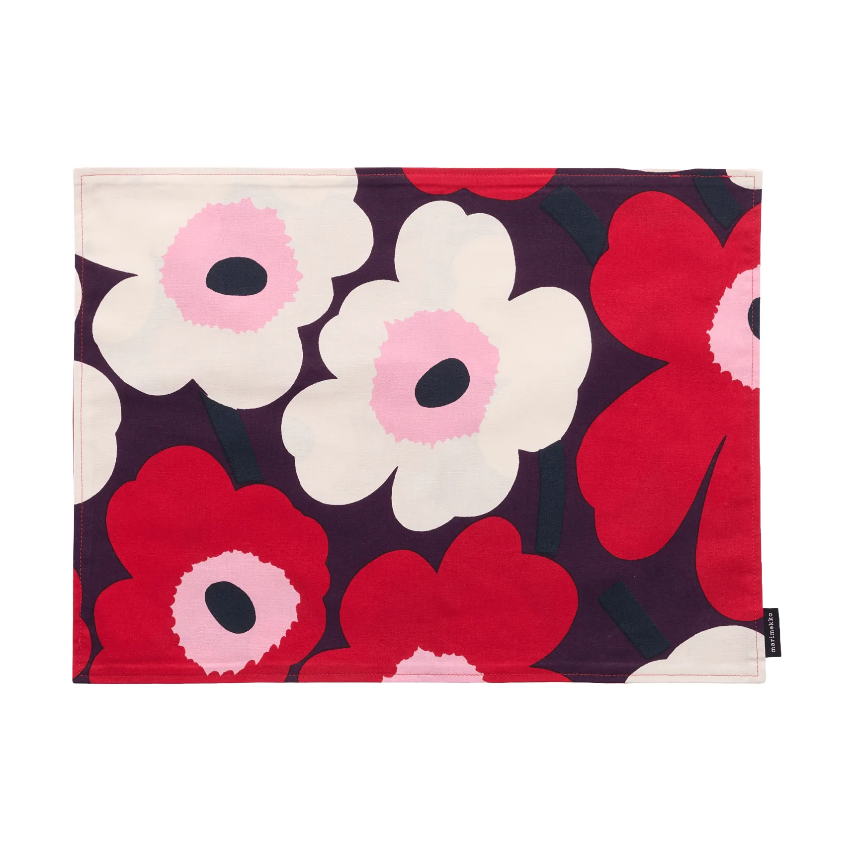Pieni Unikko dækkeserviet akryl, Plum-cranberry-off white-rose Marimekko