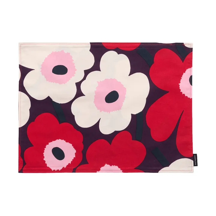 Pieni Unikko dækkeserviet akryl - Plum-cranberry-off white-rose - Marimekko