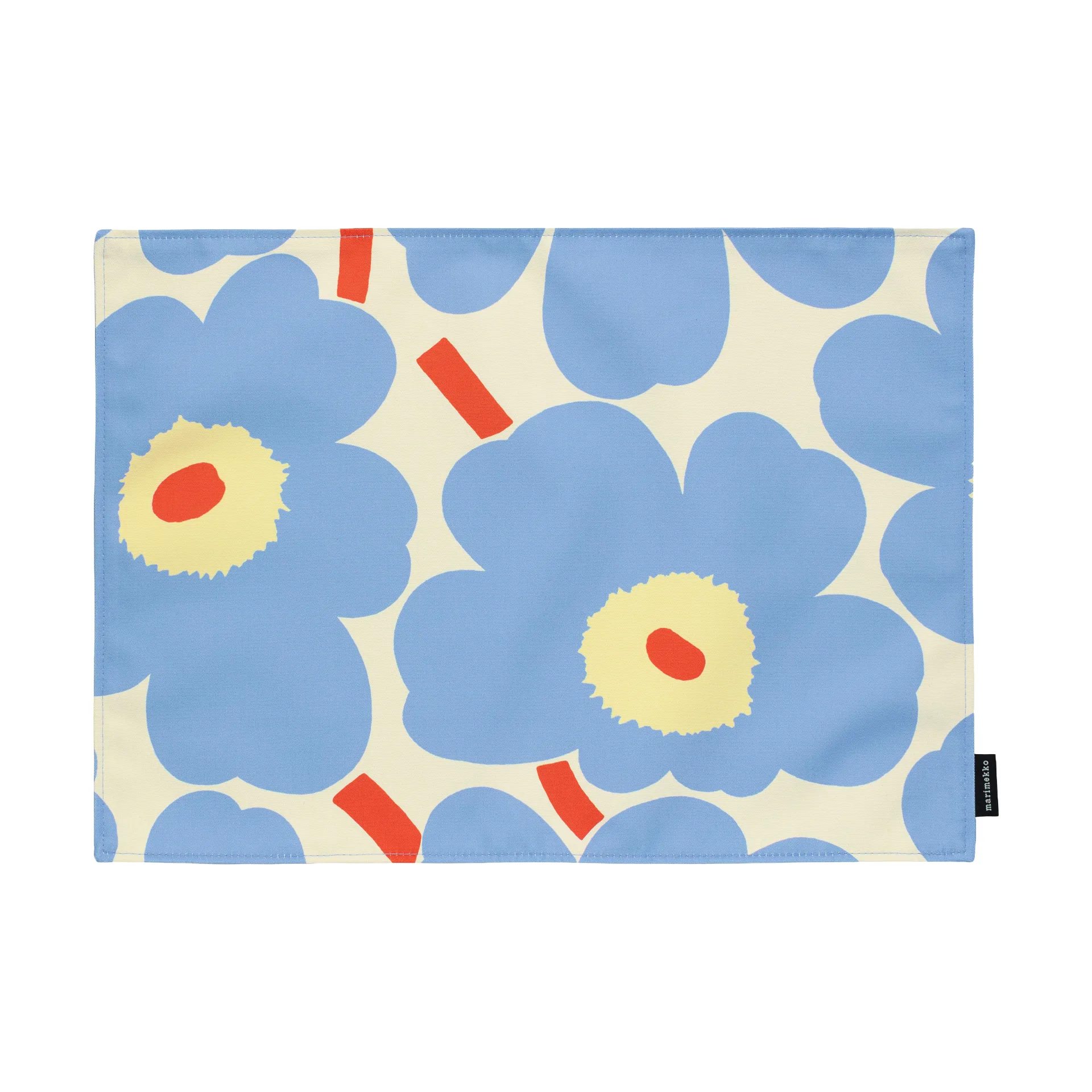Pieni Unikko dækkeserviet, Off white-light blue-melon-orange red, 31x42 cm Marimekko