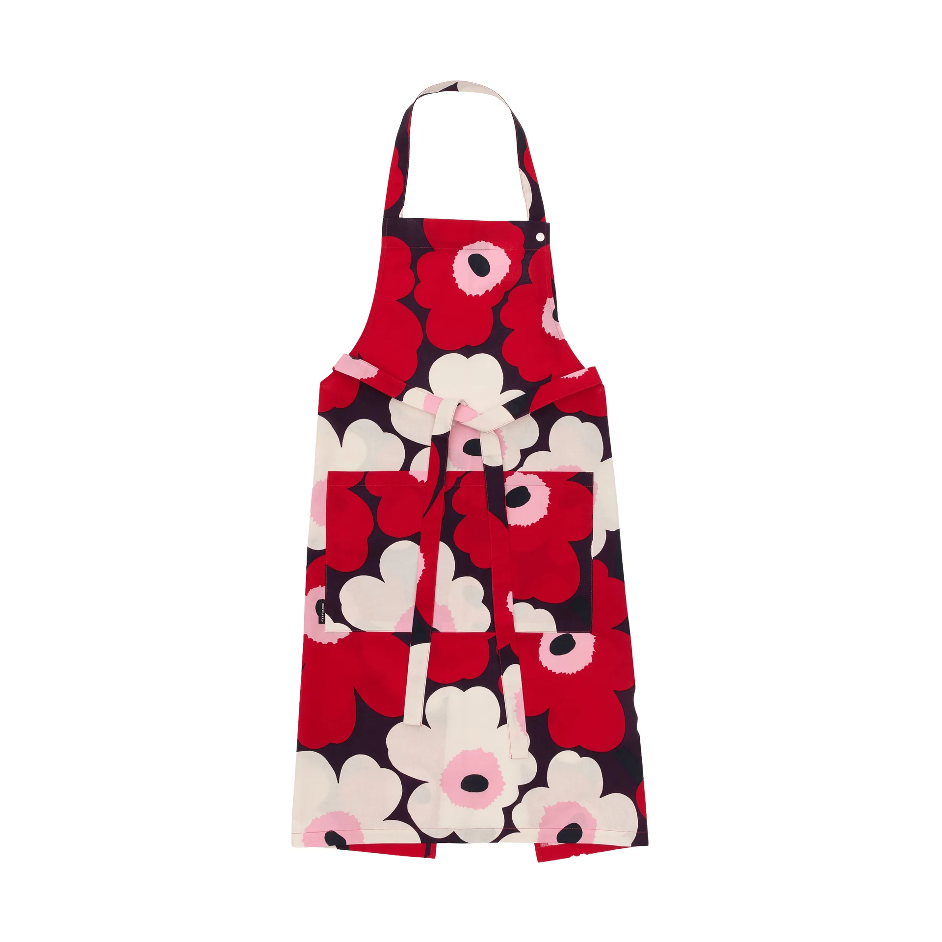 Pieni Unikko forklæde, Plum-cranberry-off white-rose Marimekko