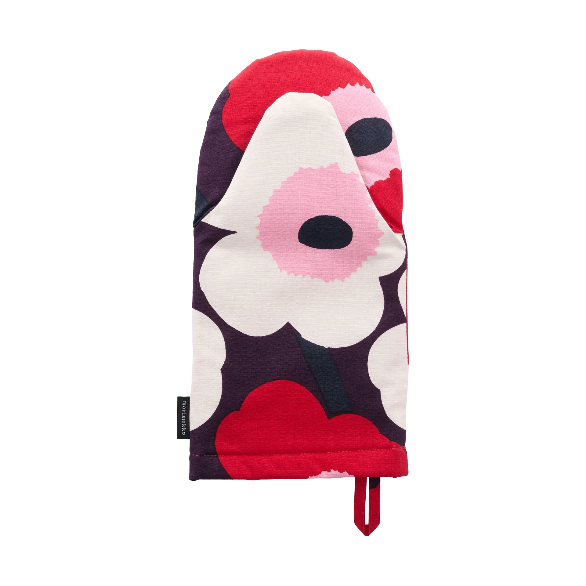 Pieni Unikko grydehandske, Plum-cranberry-off white-rose Marimekko