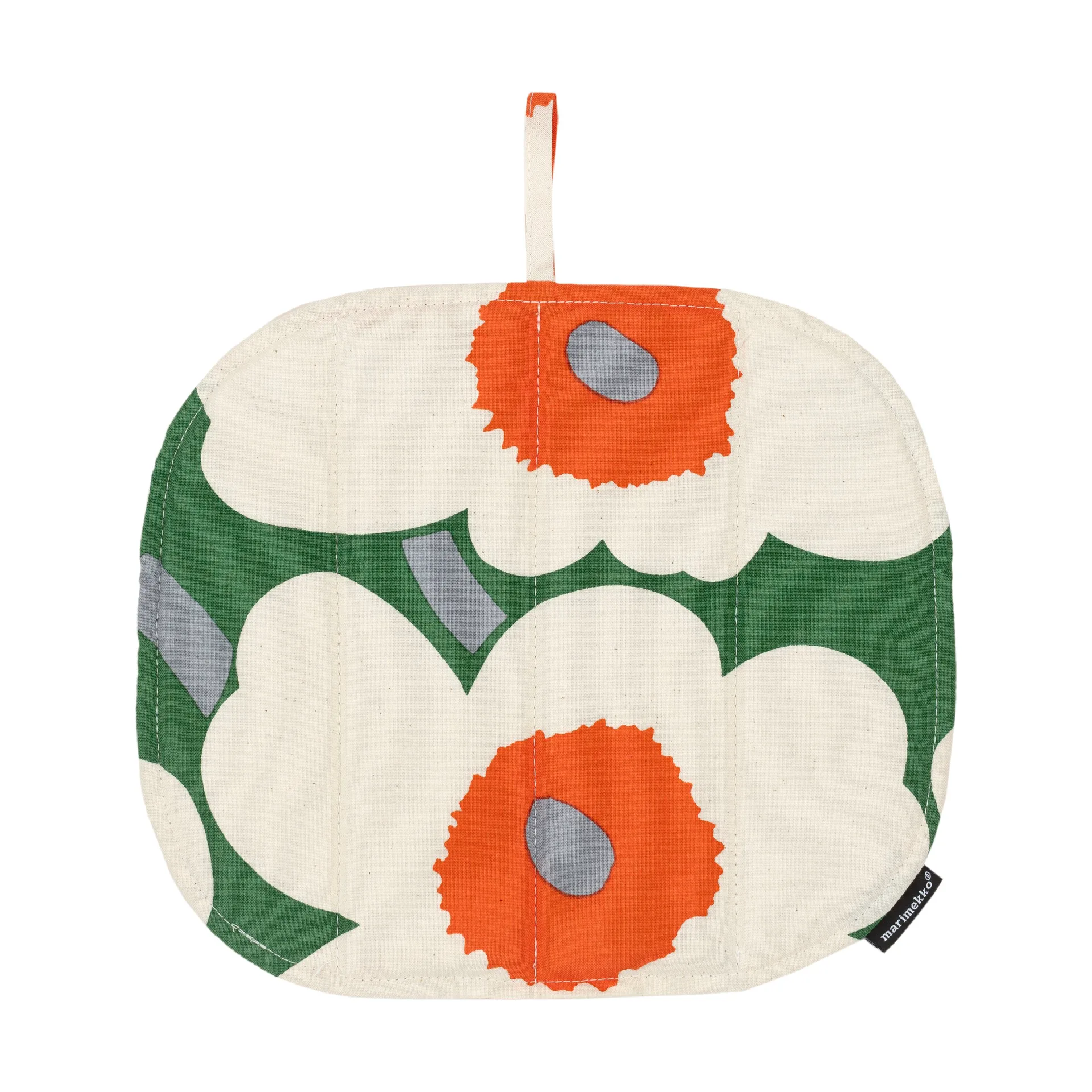 Pieni Unikko grydelap 21,5x21,5 cm, Green-cotton-orange Marimekko