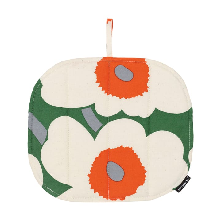 Pieni Unikko grydelap 21,5x21,5 cm, Green-cotton-orange Marimekko