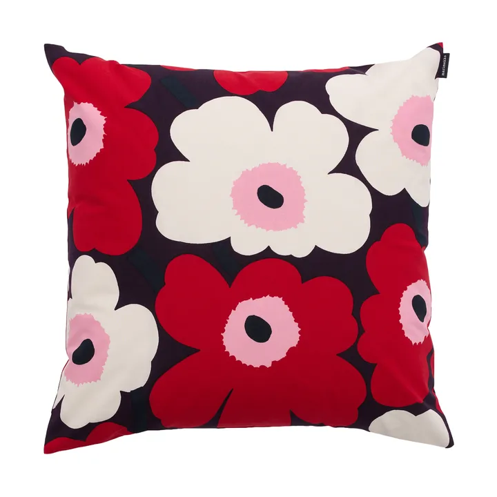 Pieni Unikko pudebetræk 50 x 50 cm - Plum-cranberry-off white-rose - Marimekko