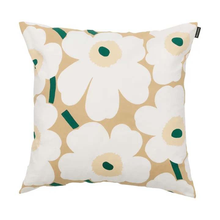 Pieni Unikko pudebetræk 50 x 50 cm - Sand-white-hay-emerald - Marimekko