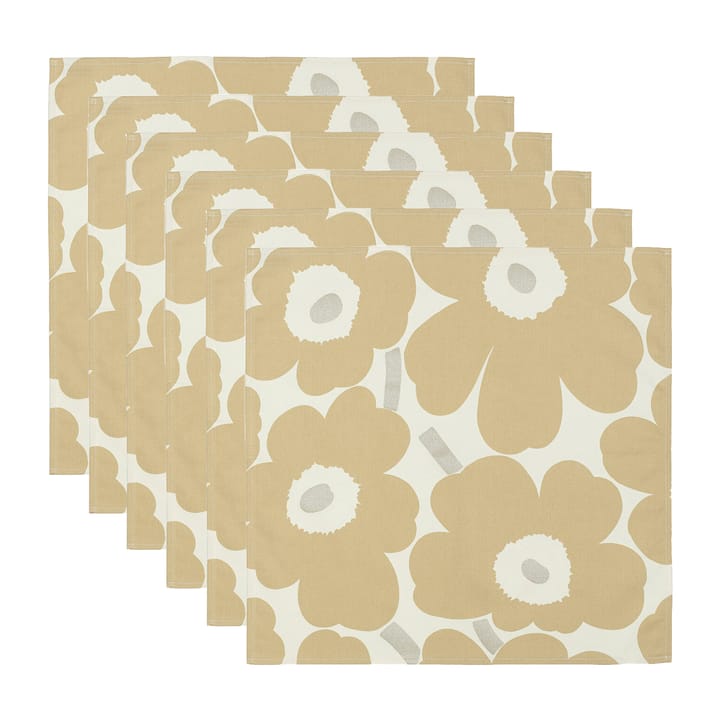 Pieni Unikko serviet 43x43 cm 6-pak, Beige/Silver/White Marimekko