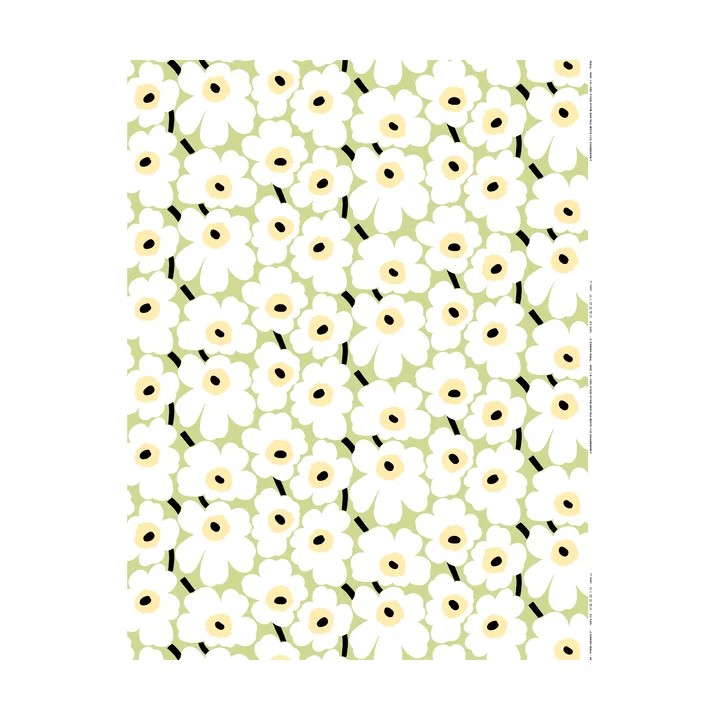 Pieni Unikko stof bomuld - Pear, white, melon, dark green - Marimekko