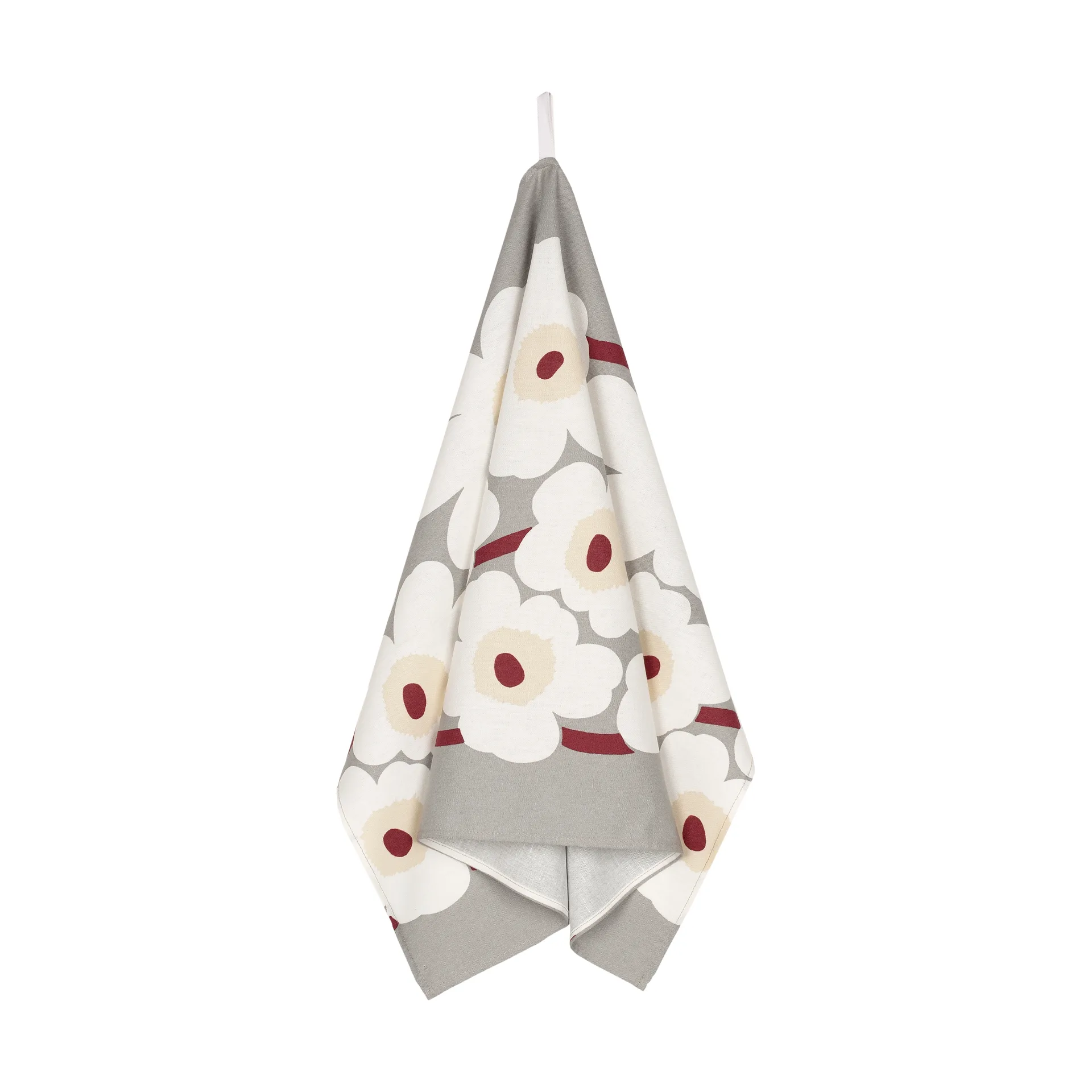 Pieni Unikko viskestykke bomuld-hør 43x70 cm, L. grey-white-d. red-yellow Marimekko
