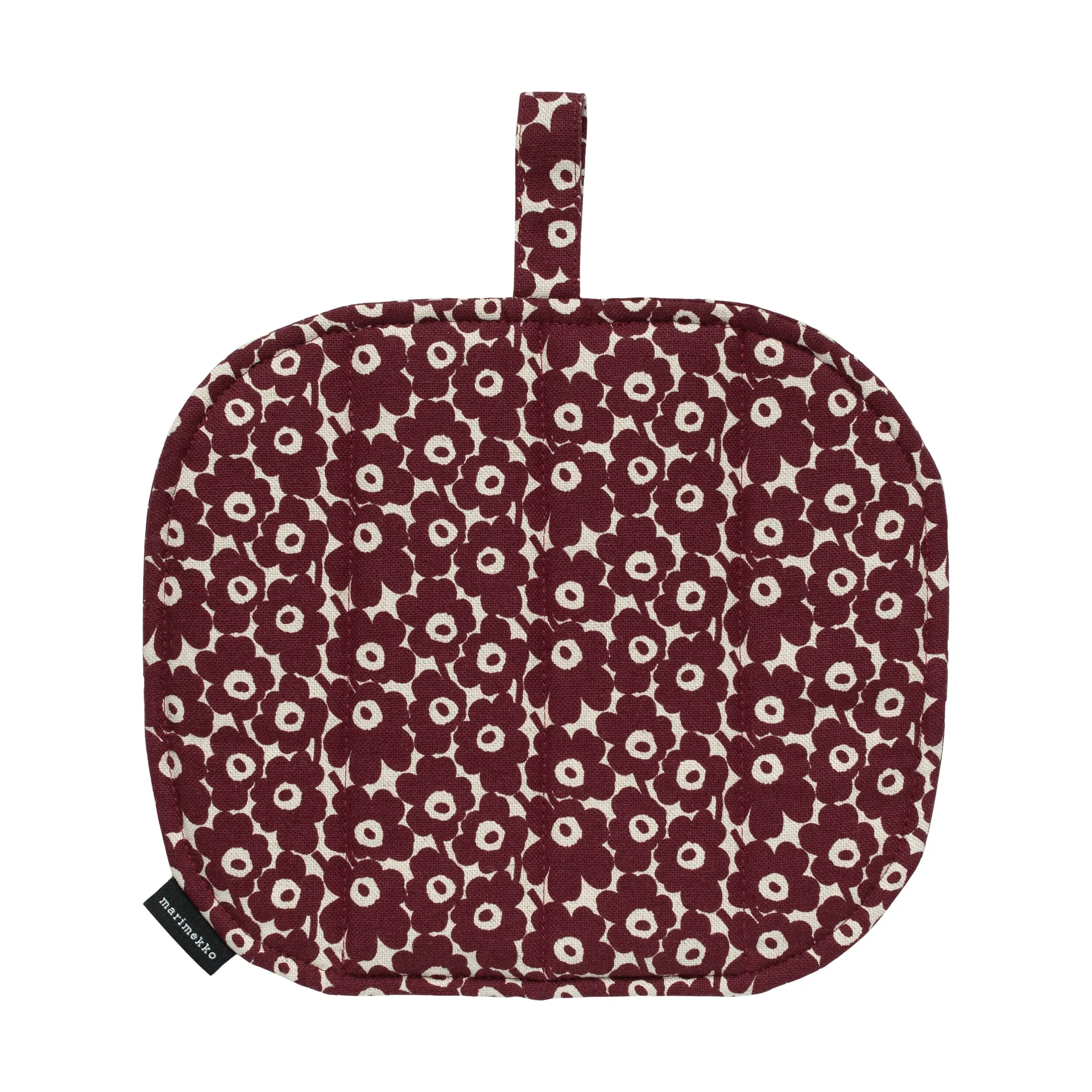 Pikkuinen Unikko grydelap 21,5x21,5 cm, Linned-burgundy Marimekko