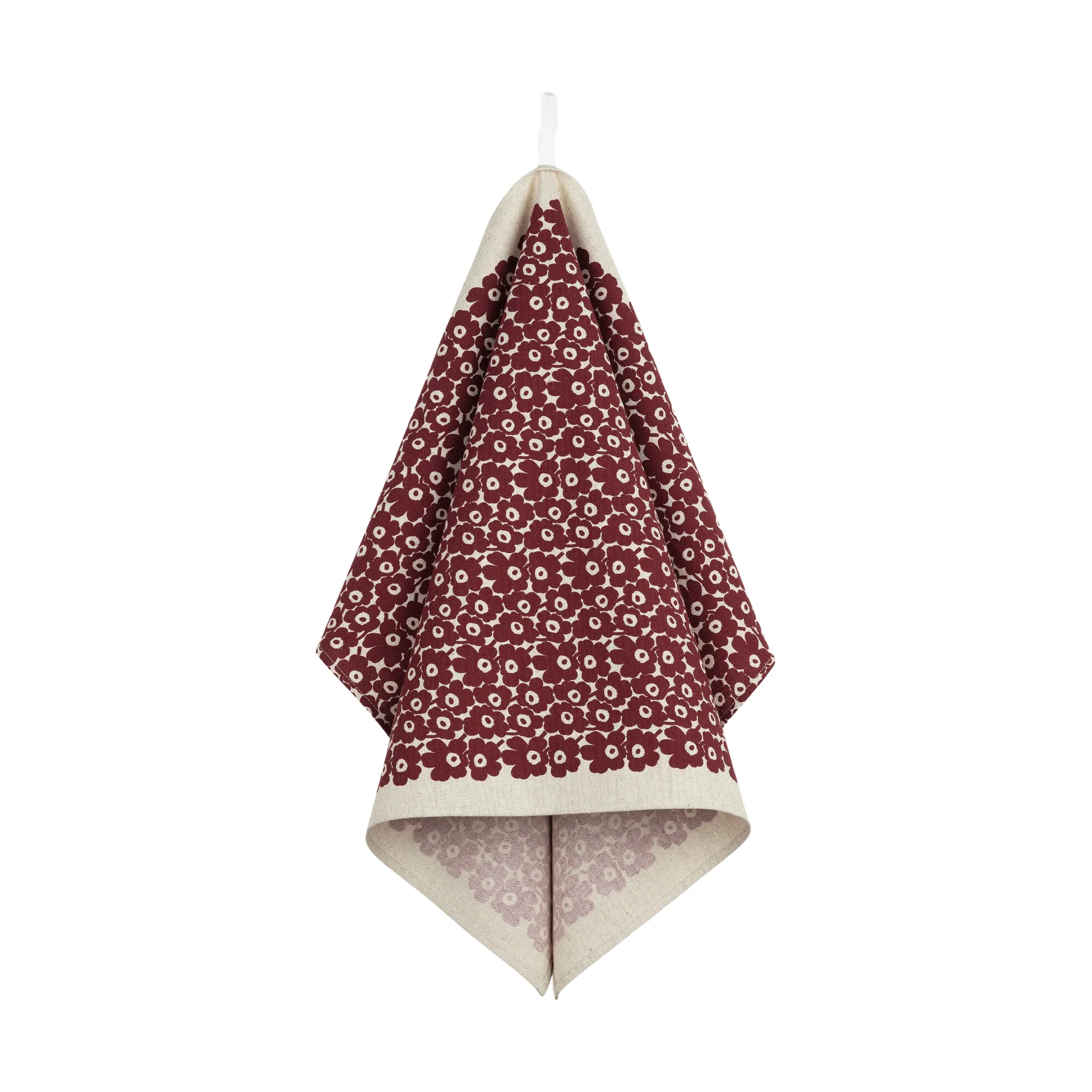Pikkuinen Unikko køkkenhåndklæde 47x70 cm, Linned-burgundy Marimekko
