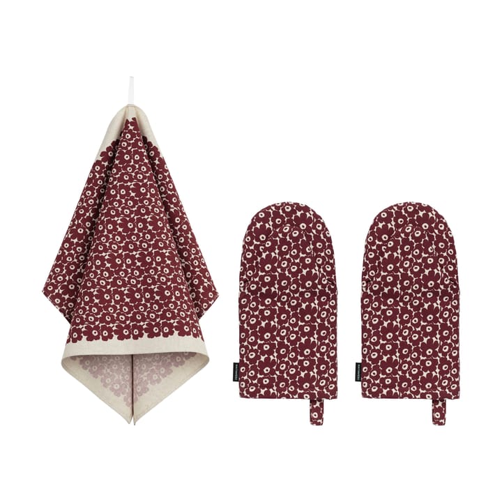 Pikkuinen Unikko køkkensæt 3 dele - Linen-bordeaux - Marimekko