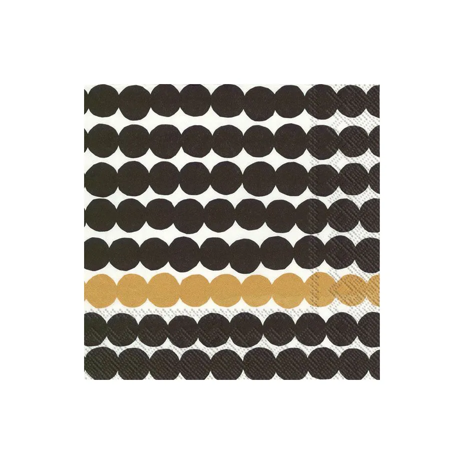 Räsymatto servietter 33x33 cm 20-pak, Sort/Guld Marimekko