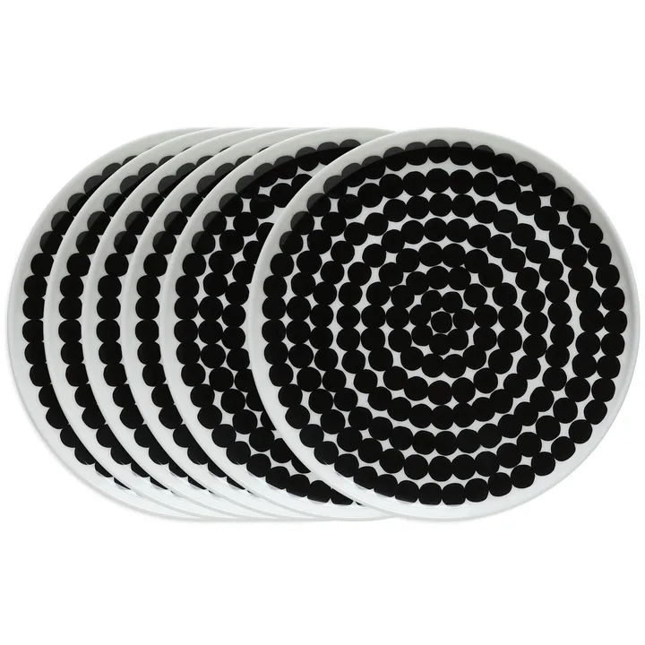 Räsymatto tallerken 20 cm, 6 stk sort-hvid - Marimekko
