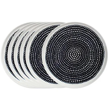 Räsymatto tallerken 20 cm 6 stk_sort små prikker - Marimekko