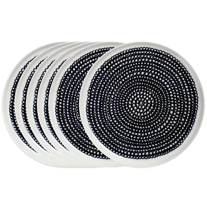 Räsymatto tallerken 20 cm 6 stk_sort små prikker - Marimekko