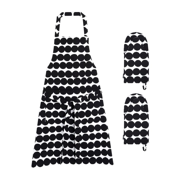 Räsymatto tekstilsæt til køkkenet, Hvid-sort Marimekko