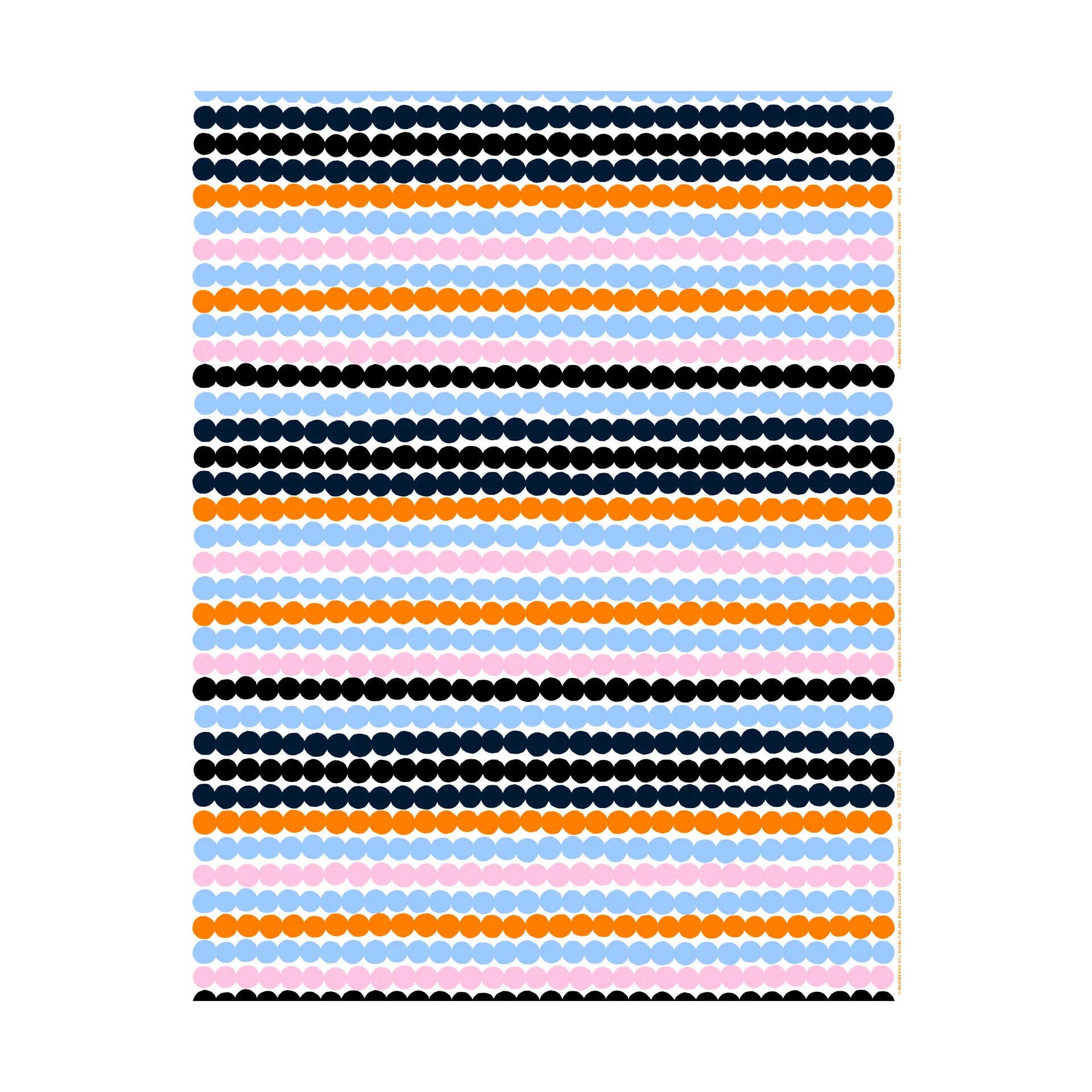 Räsymatto voksdug, White-pink-light blue-black Marimekko