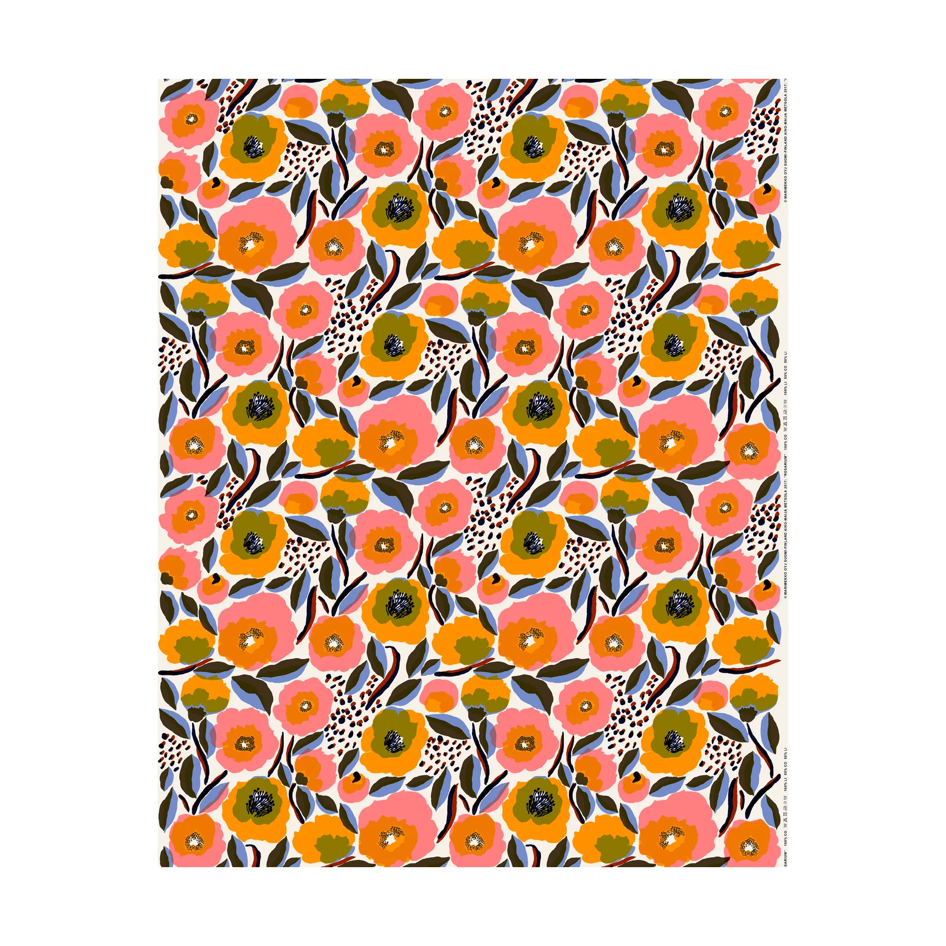 Rosarium voksdug, White-red-yellow-blue Marimekko