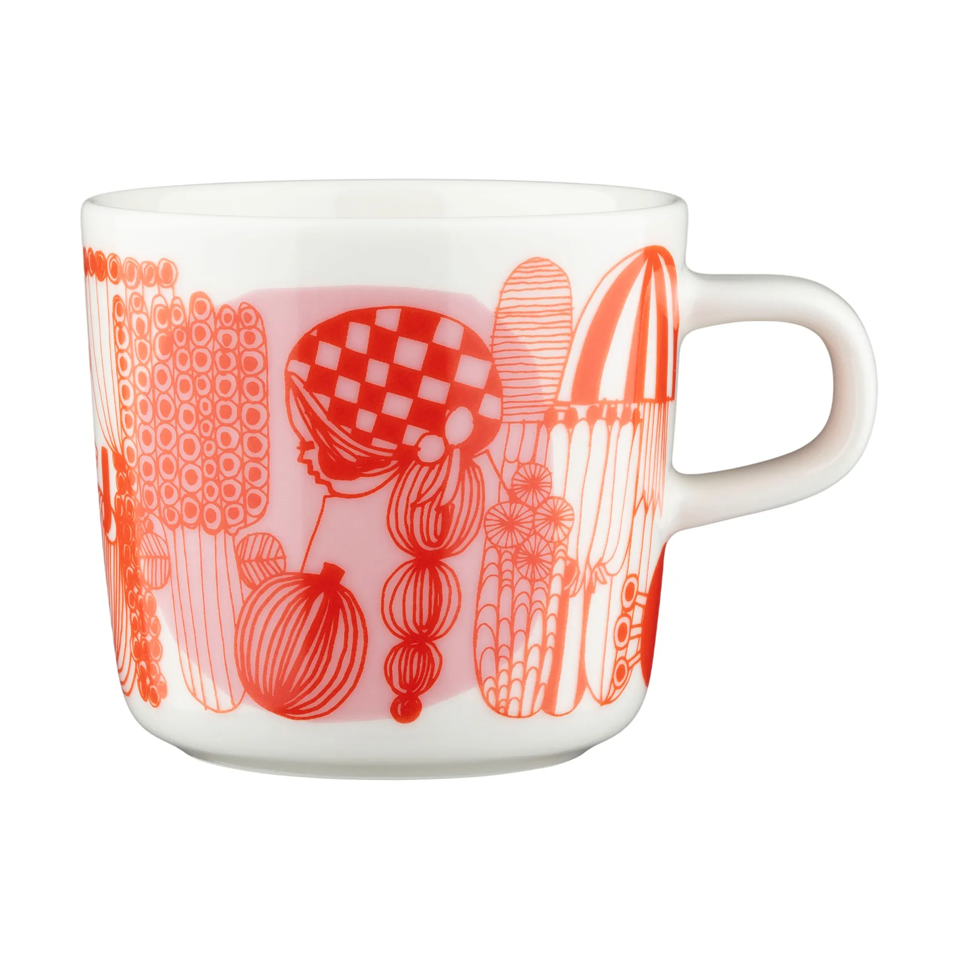 Siirtolapuutarha krus 20 cl, White-orange-light pink Marimekko