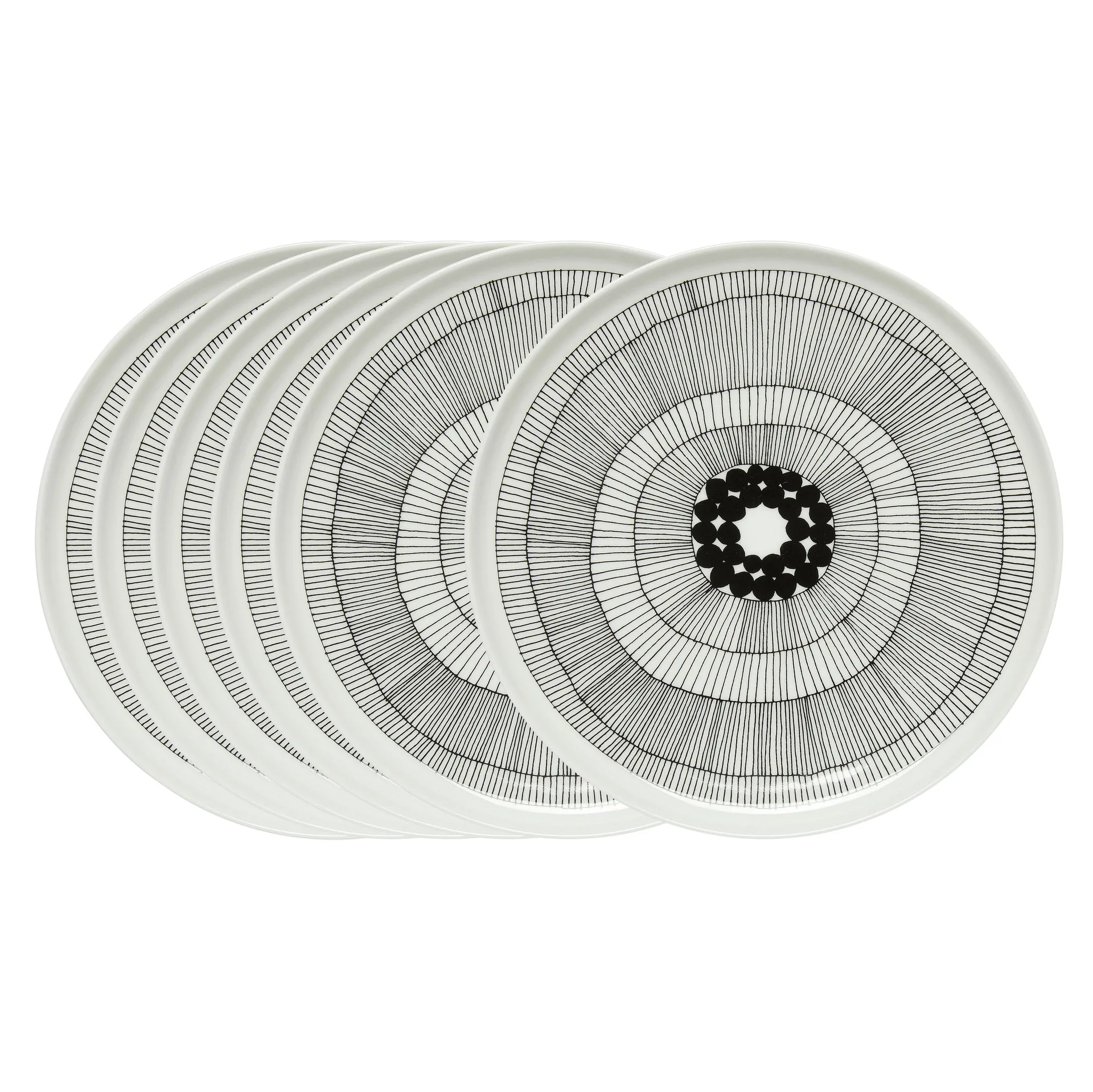 Siirtolapuutarha tallerken Ø 25 cm, 6 stk sort-hvid,  Marimekko
