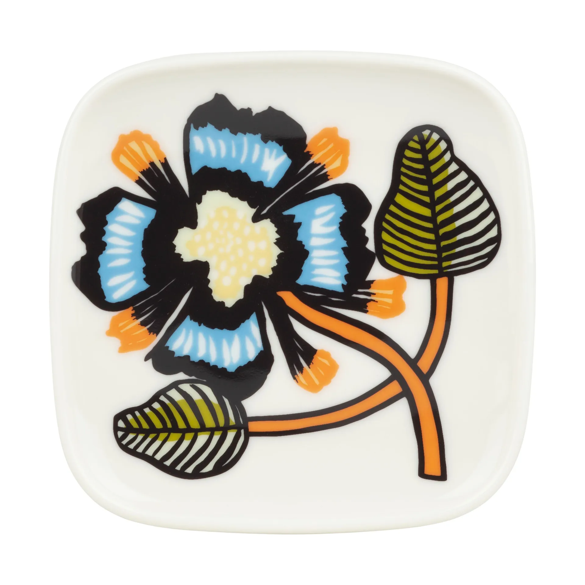 Tiara fad 10x10 cm, White-warm orange-green Marimekko