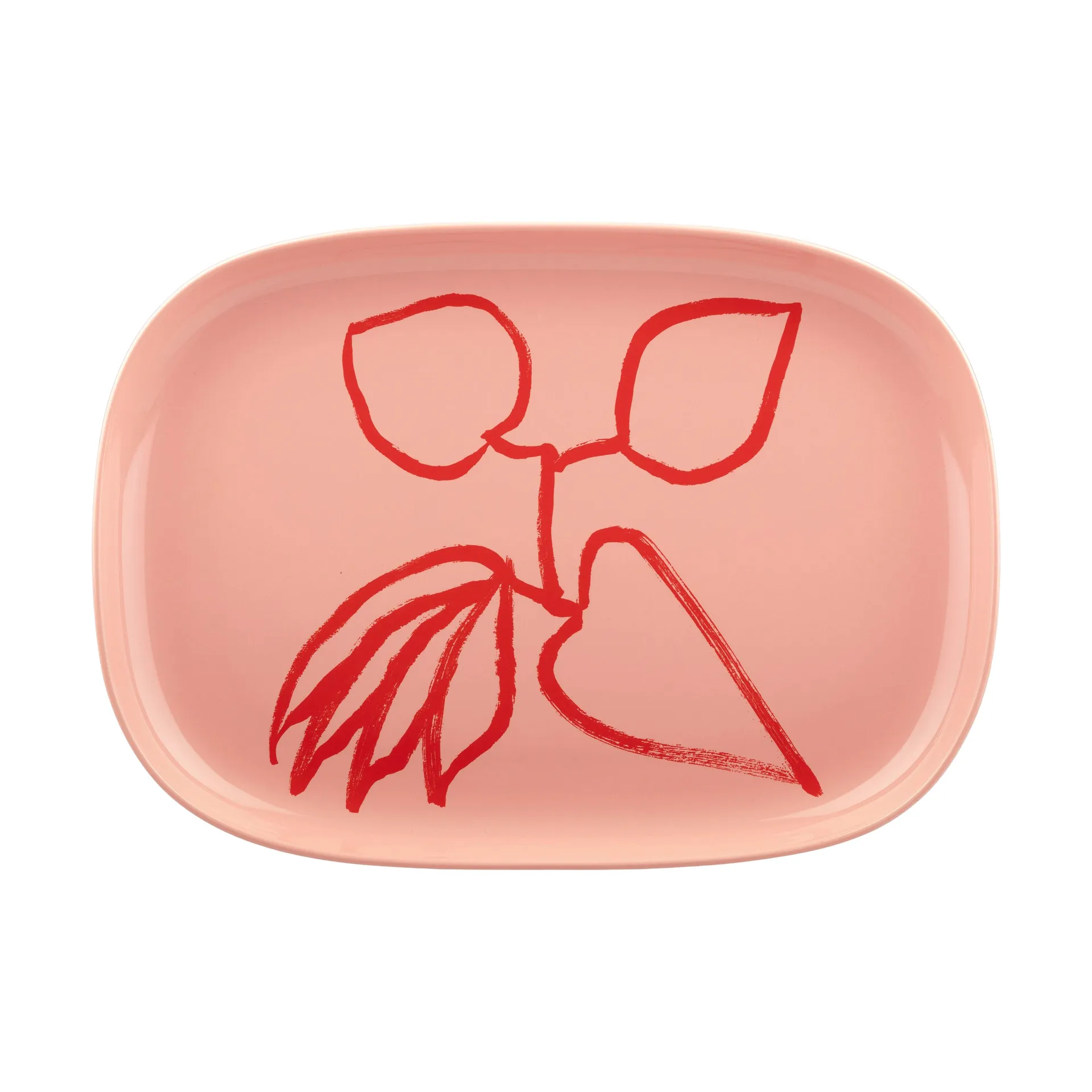 Ukonhattu serveringsfad 23x32 cm, Salmon red-tomato red Marimekko
