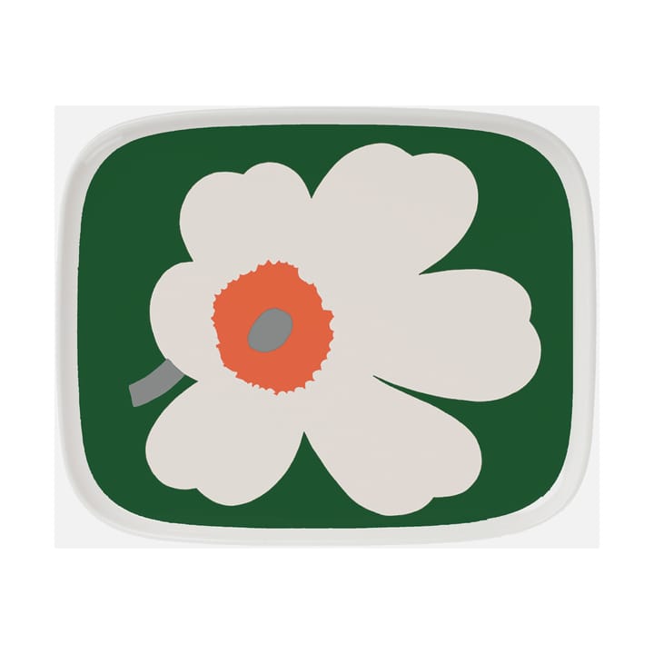 Unikko 60-års jubilæum fad 12x15 cm, White-green-orange Marimekko