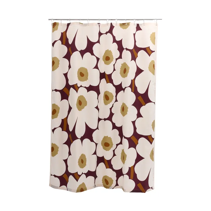 Unikko badeforhæng - Plum-pink-elmwood-toffee - Marimekko