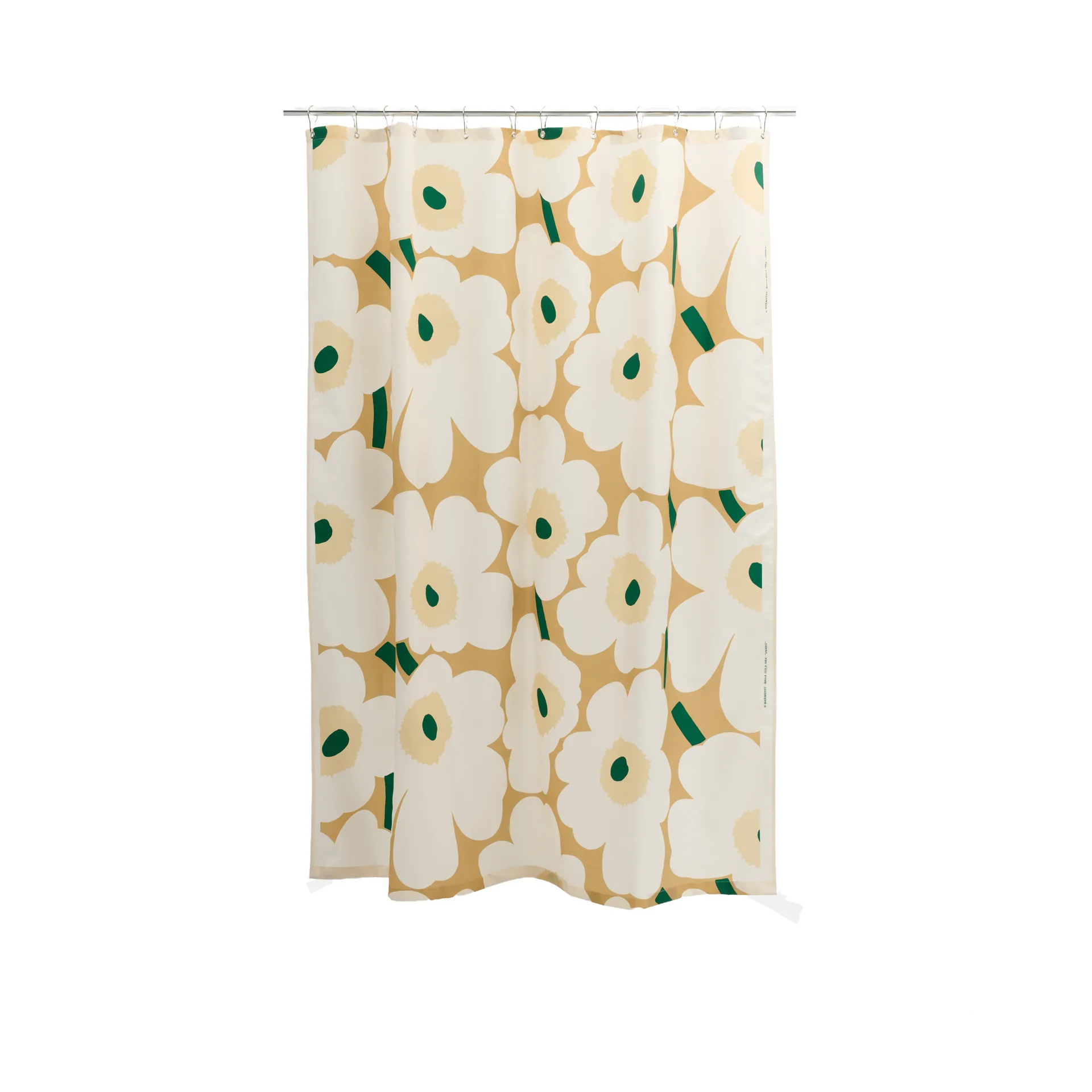 Unikko badeforhæng, Sand-off white-hay-emerald Marimekko