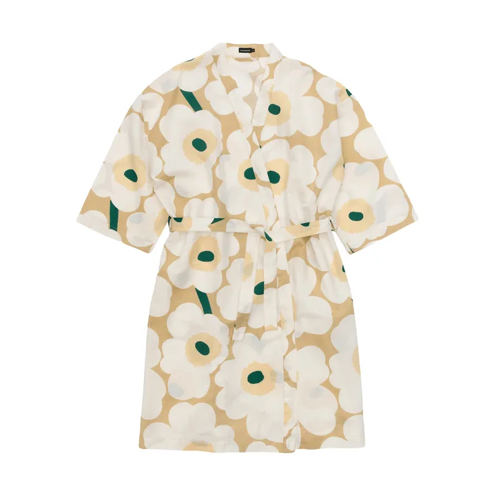 Unikko badekåbe L/XL - Sand-off white-hay-emerald - Marimekko