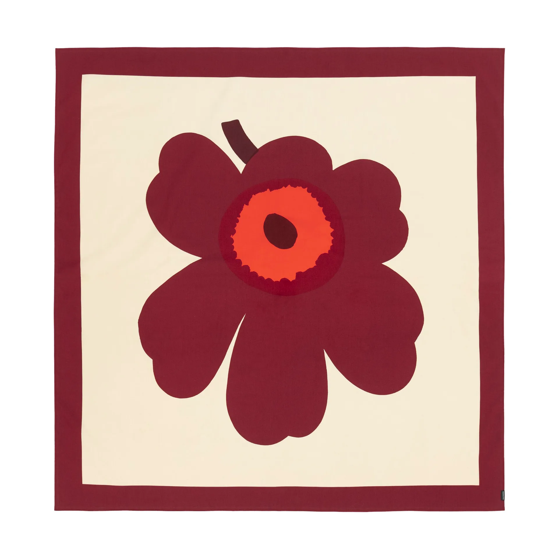 Unikko dug 140×140 cm, Vanilla-burgundy-red Marimekko