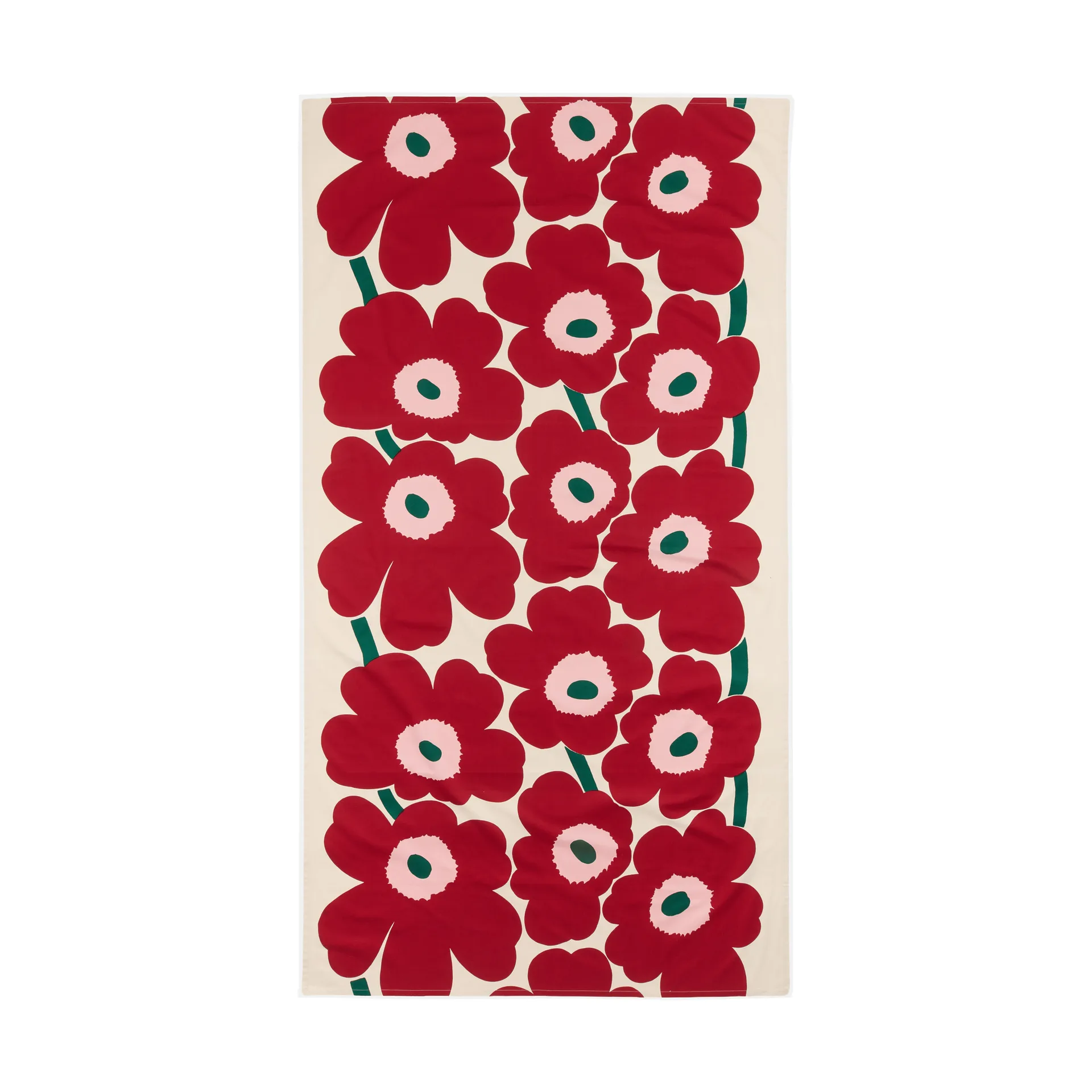 Unikko dug, Off white-cranberry-rose, 135x250 cm Marimekko