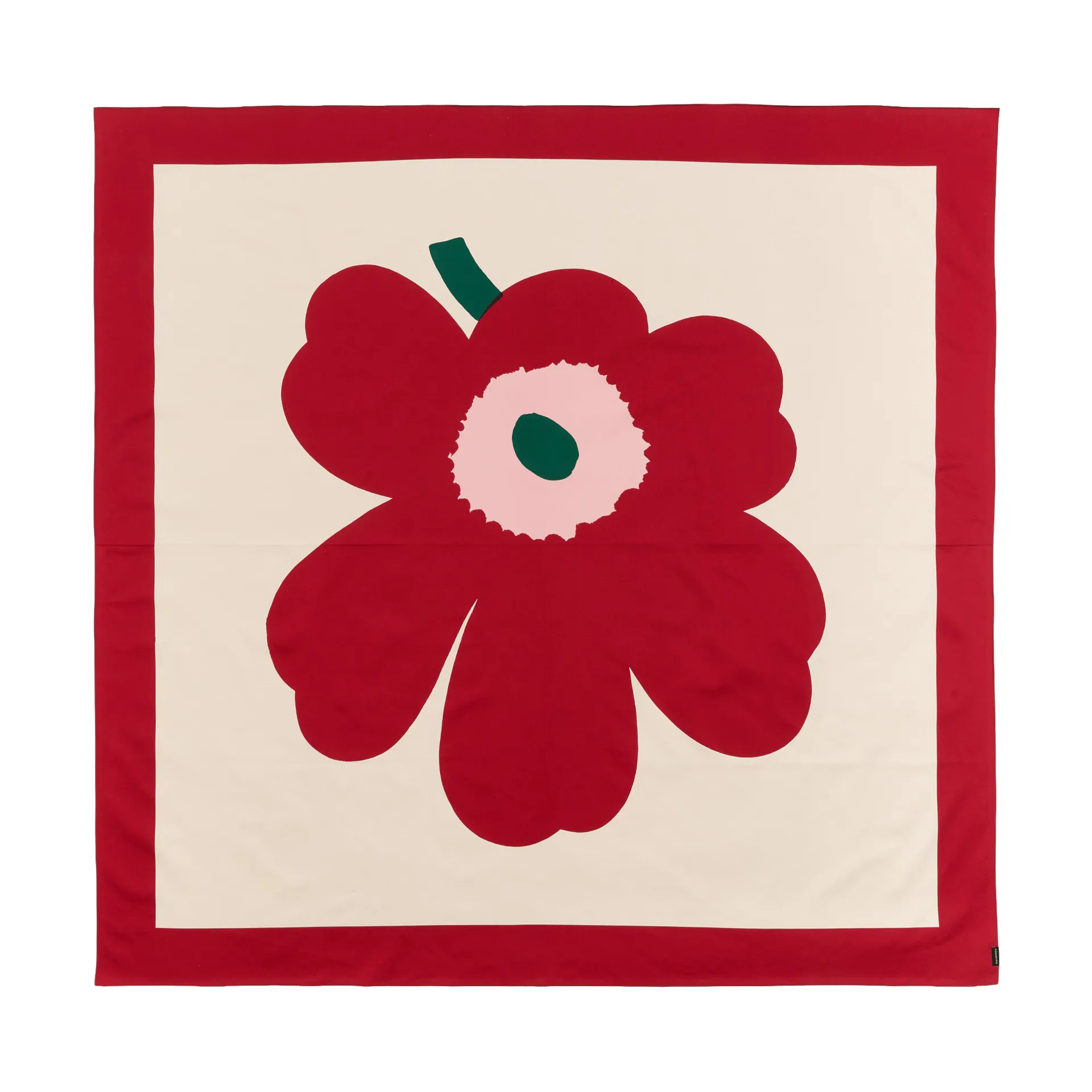 Unikko dug, Off white-cranberry-rose, 140x140 cm Marimekko