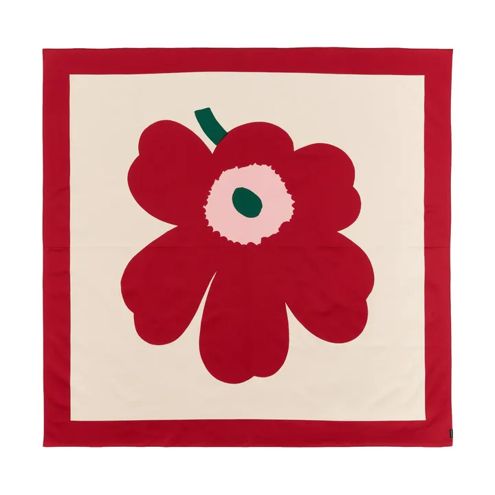Unikko dug - Off white-cranberry-rose, 140x140 cm - Marimekko