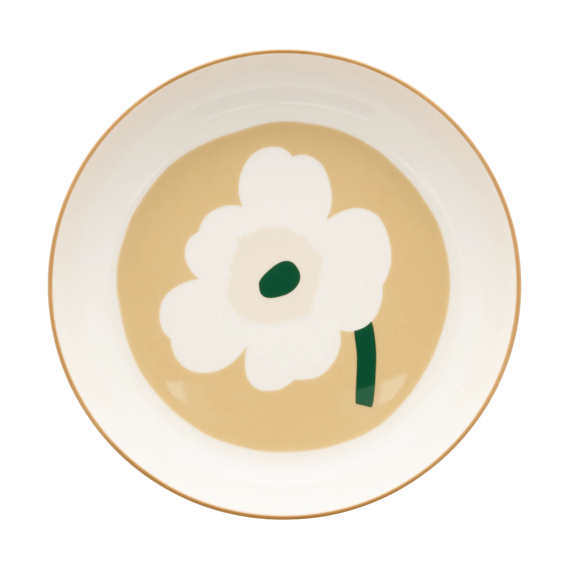 Unikko dyb tallerken Ø20,5 cm, White-beige-lys sand-mørkegrøn Marimekko