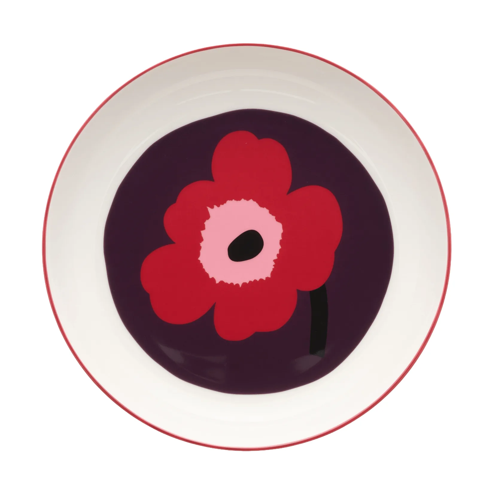 Unikko dyb tallerken Ø20,5 cm, White-plum-cranberry-pink Marimekko