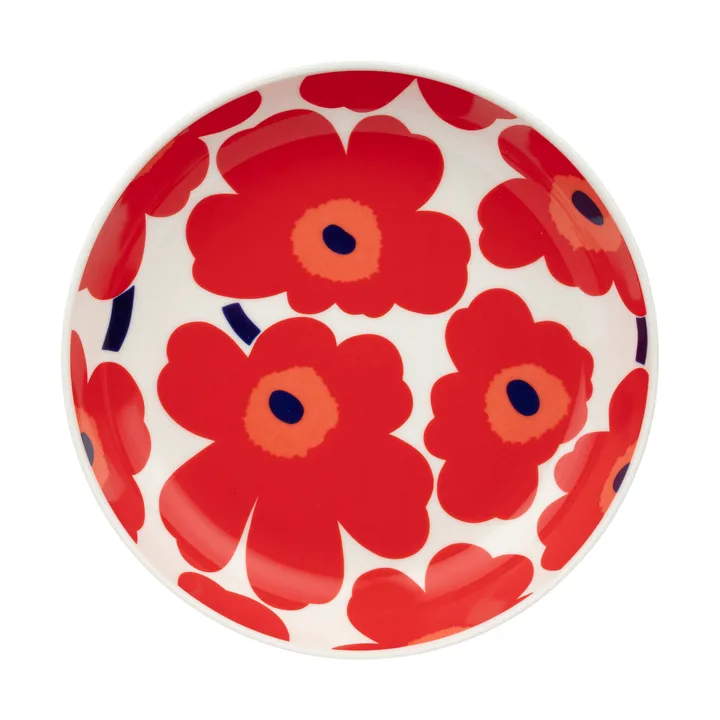 Unikko dyb tallerken Ø20,5 cm - White-red-blue - Marimekko