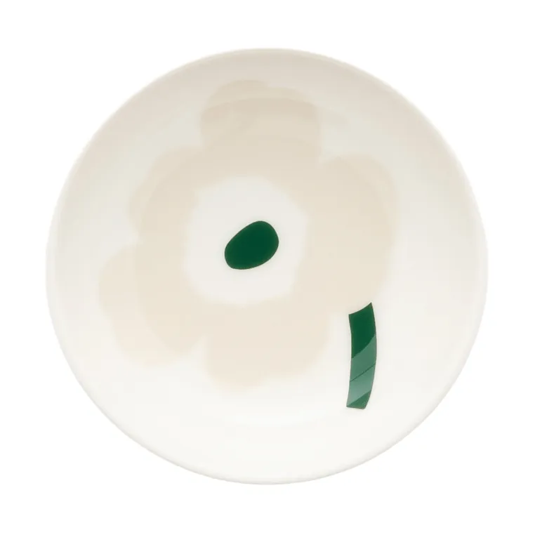 Marimekko Unikko dyb tallerken Beige-white-light sand-dark green