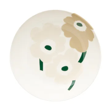 Unikko dyb tallerken - Beige-white-light sand-dark green - Marimekko