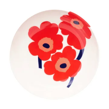 Unikko dyb tallerken - White-red-blue - Marimekko