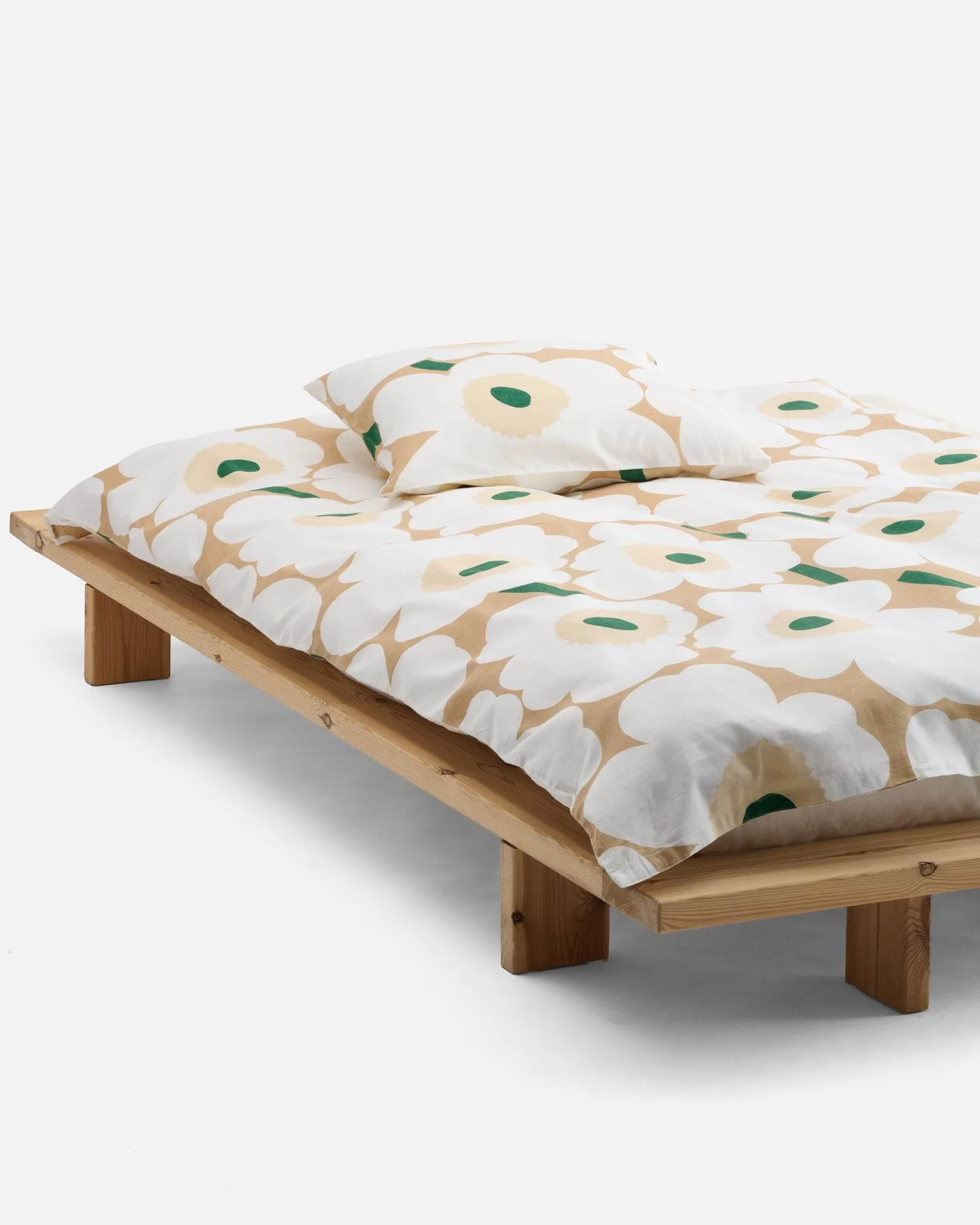 Unikko dynebetræk 150x210 cm, Sand-off white-hay-emerald Marimekko