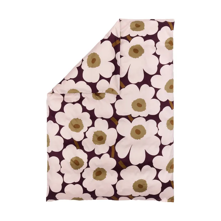 Unikko dynebetræk satin 150x210 cm - Plum-pink-elmwood-toffee - Marimekko