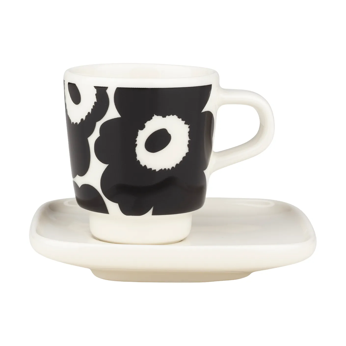 Unikko espressokop med underkop 2 stk., Black-white Marimekko