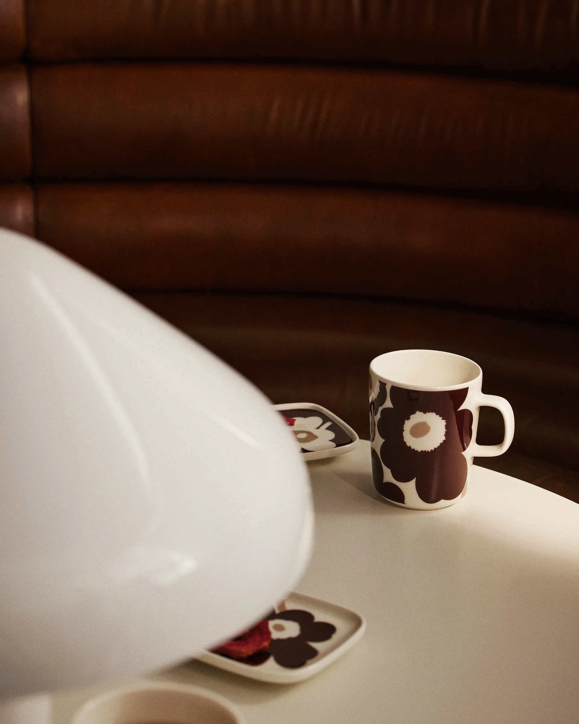 Unikko fad 10x10 cm 2-pak, Vinrød/Hvid/Beige Marimekko