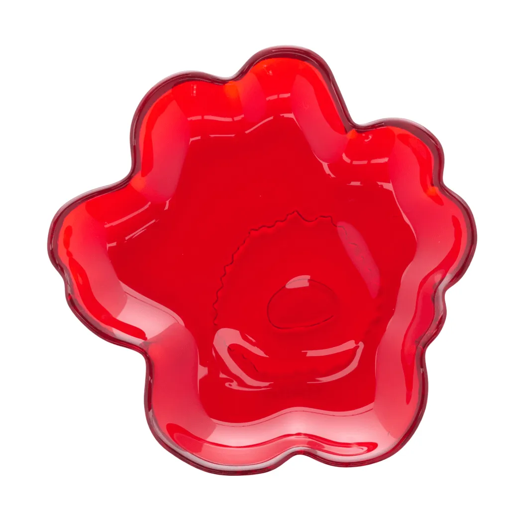 Unikko glas­tallerken Ø13 cm, Rød Marimekko