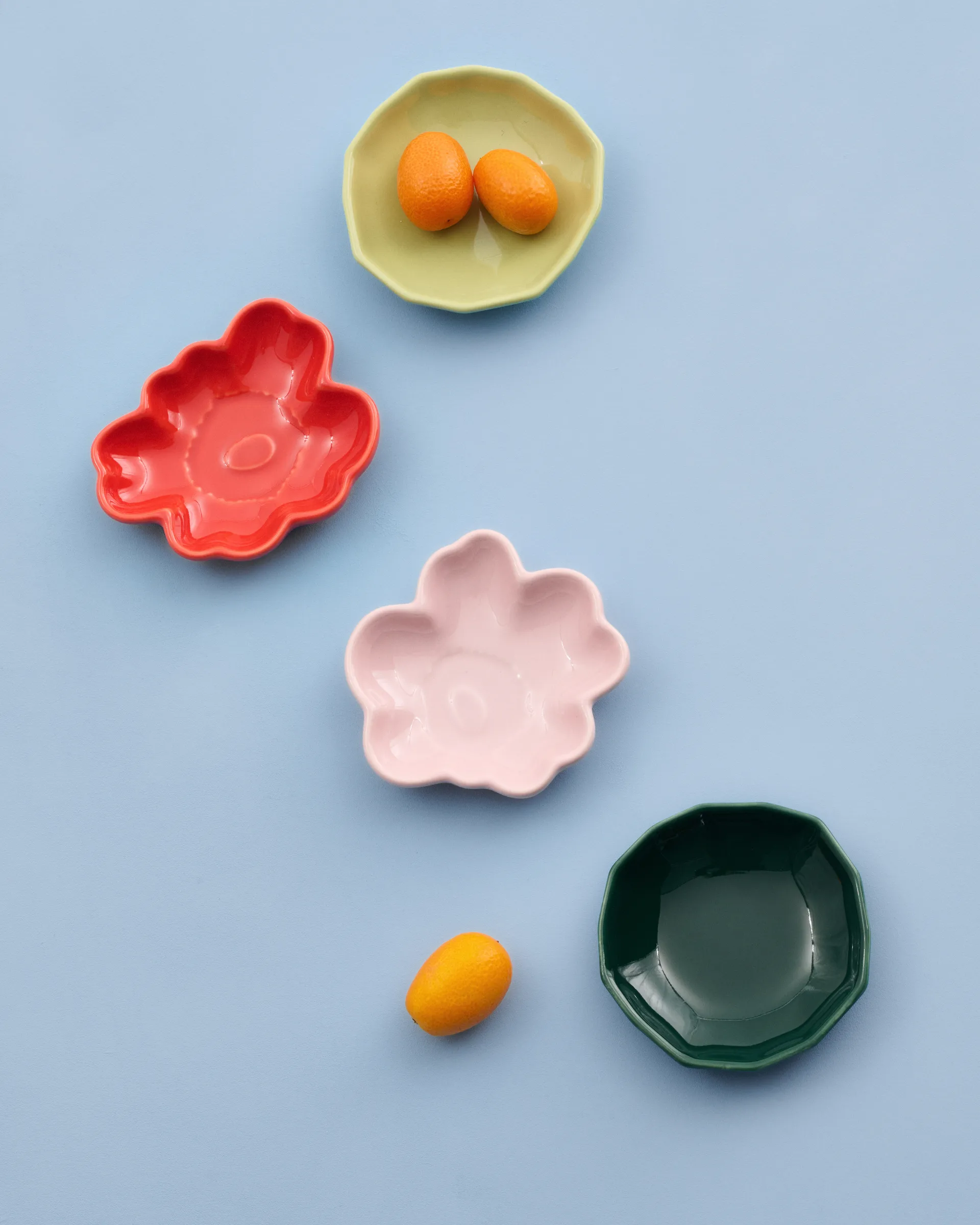 Unikko & Kivet Shape tallerken 4 dele, Pink-pear-red-dark green Marimekko