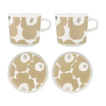Unikko kop med underkop 20 cl 2-pak - Beige/Hvid - Marimekko