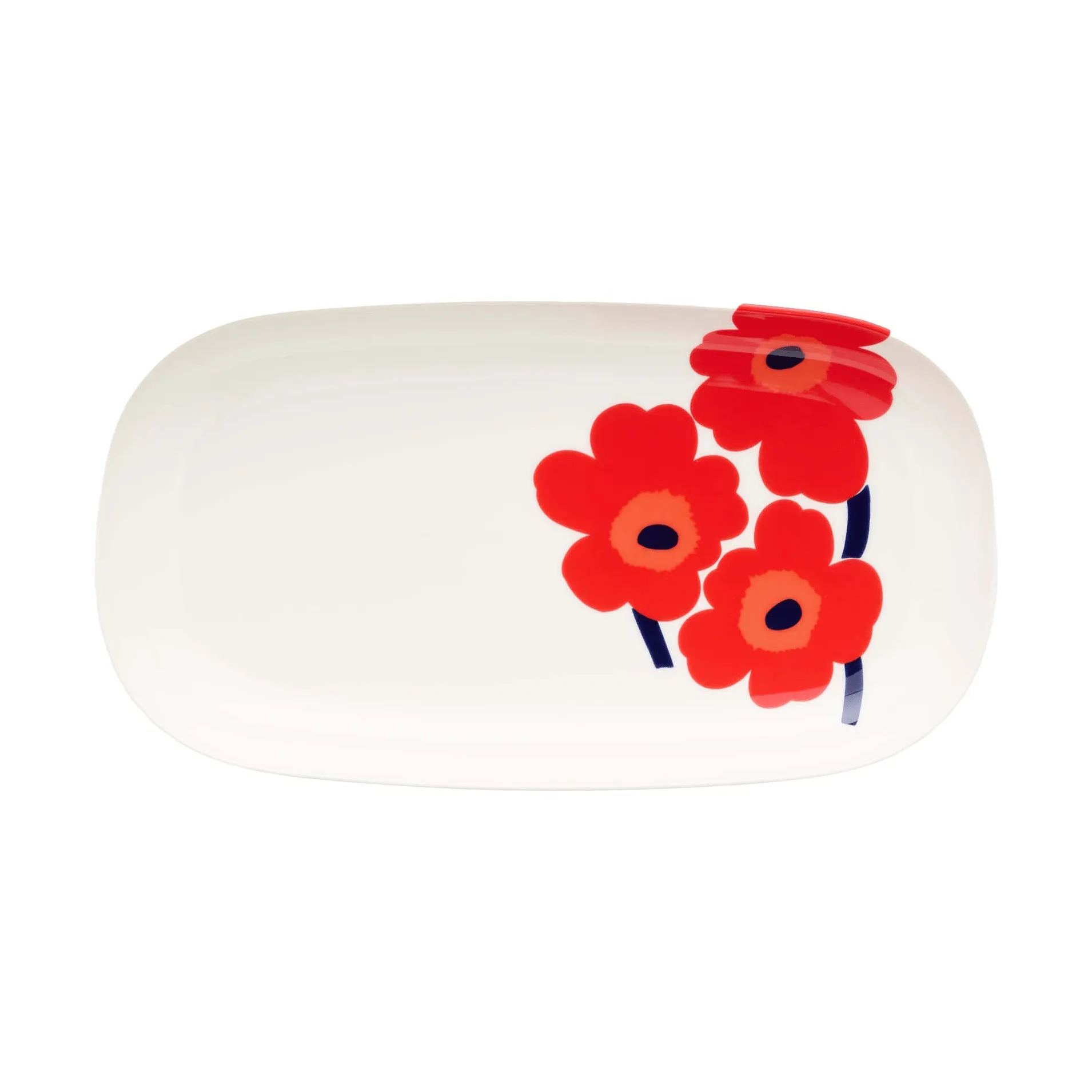 Marimekko Unikko serveringsfad 17x32 cm White-red-blue