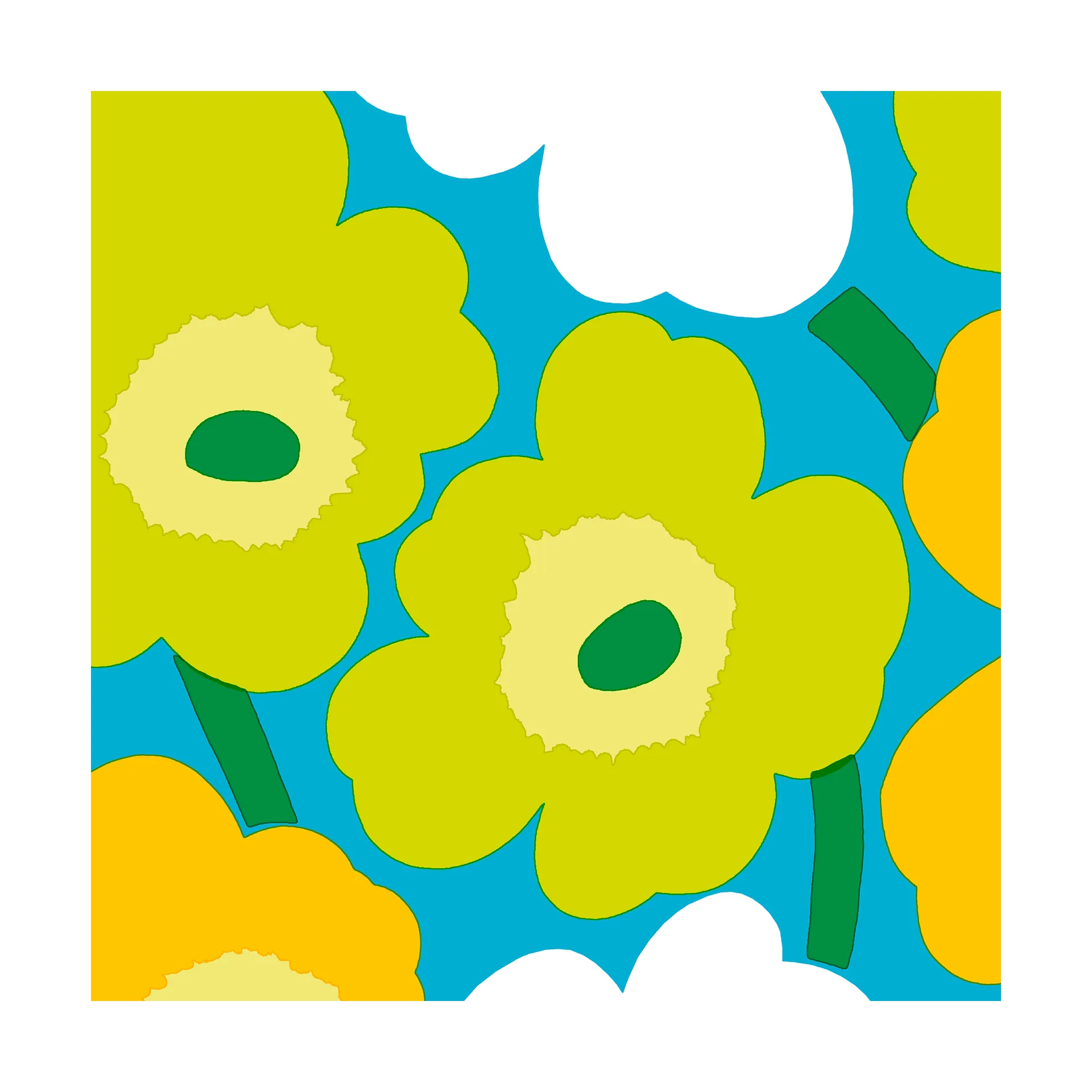 Unikko servietter 33x33 cm 20-pak, Blue-Green Marimekko