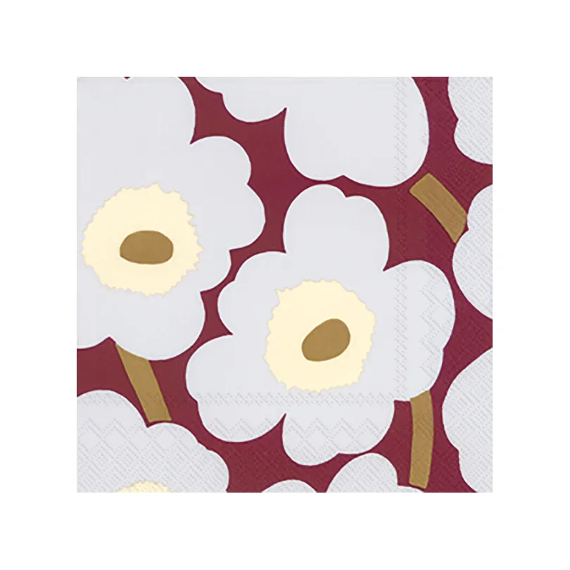 Unikko servietter 33x33 cm 20-pak, Bordeaux Marimekko